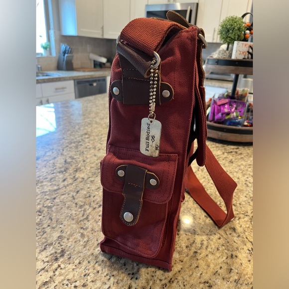 Canvas Wine Tote Bag for two bottles with 3 pockets, New - Picture 2 of 5